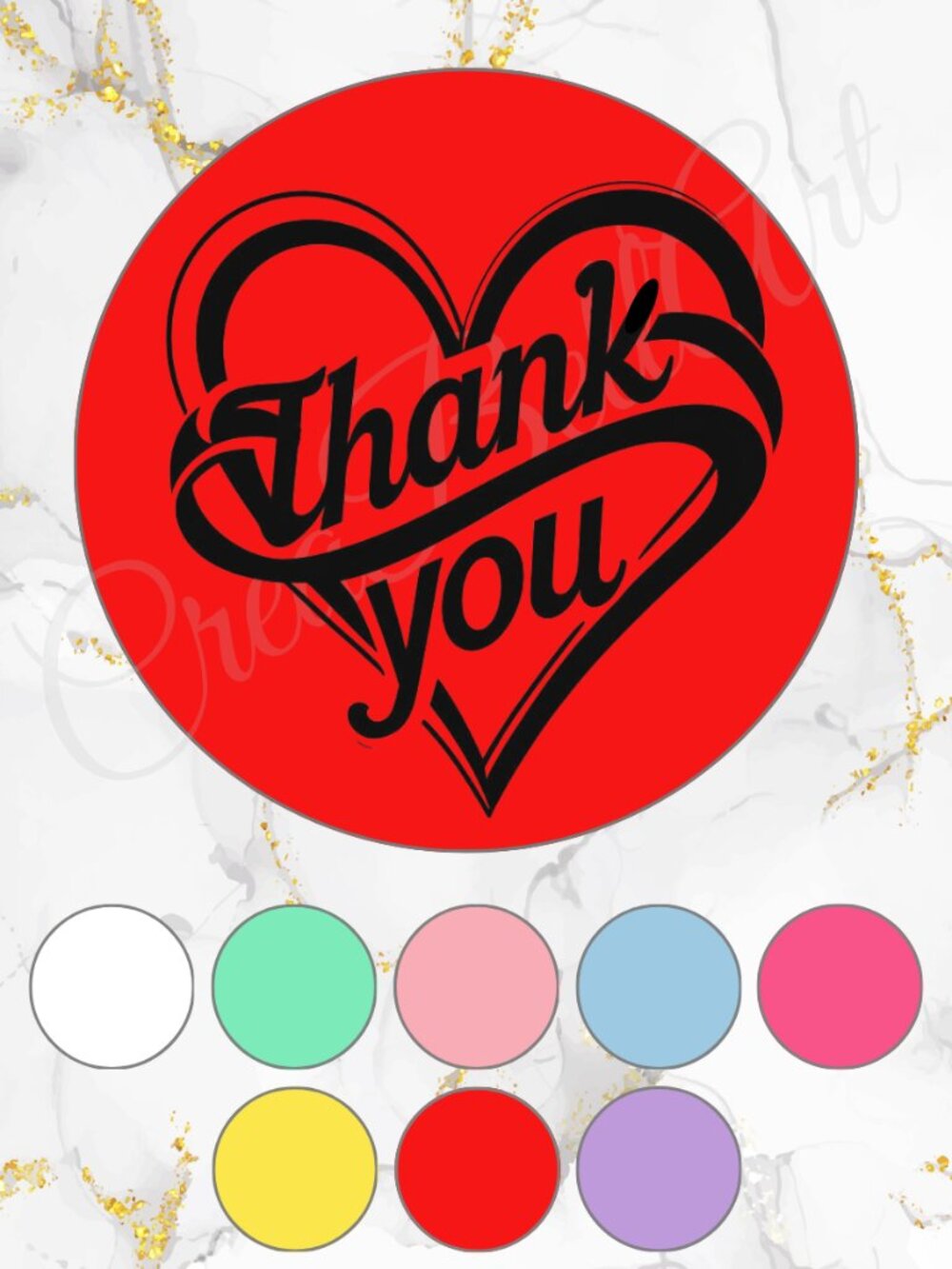 100 Hearts Thank you Stickers Thermal Stickers 2 Inch